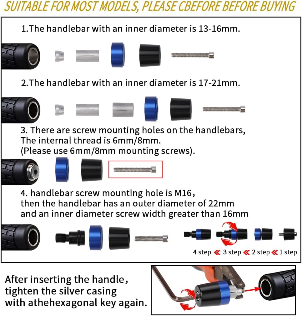 Handle Bar Ends Hand Grips Plug Caps Compatible with Yamaha YZF R7 2022 2023 2024 | Motorcycle Balance Pad YZF-R7 YZFR7 Accessories image number 5