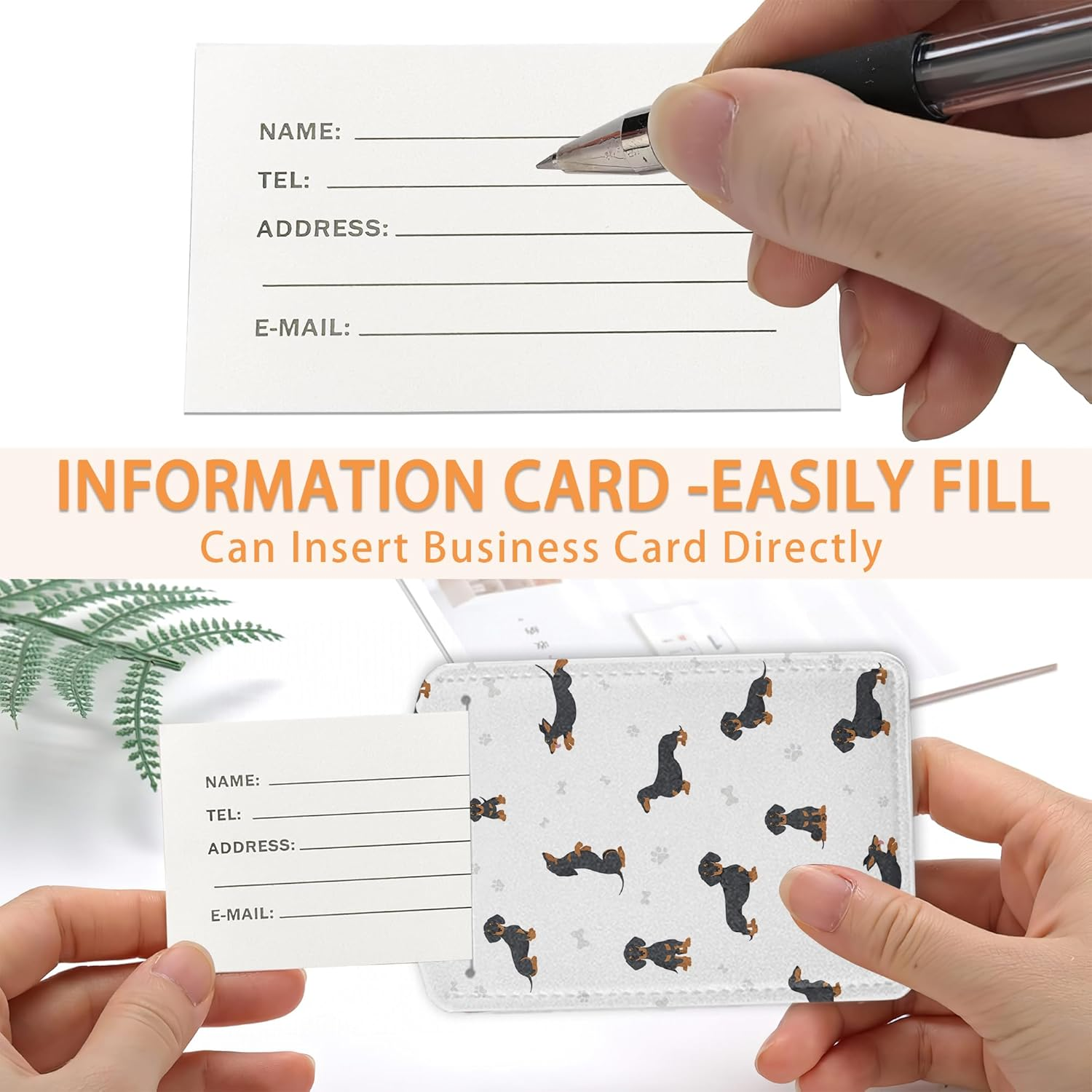 Dachshund Dog Paws Luggage Tags for Suitcase,Luggage Tag with Stainless Steel Loop Privacy Cover ID Label Travel Bag Luggage Identifiers for Women Men Travel,Set of 2 - American Bald Eagle With Usa Flag image number 2