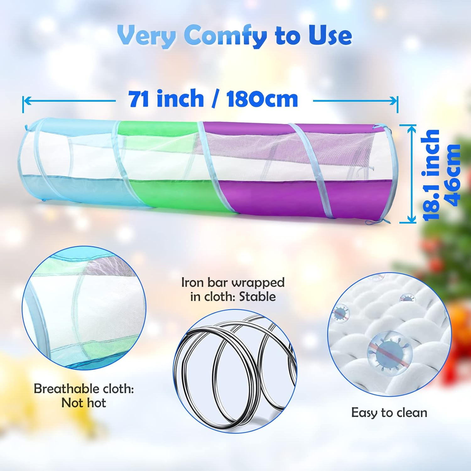 Kids Play Tunnel for Toddlers, Stlove Pop up Crawl through Tunnel Play Tent for Baby Infant Children or Dog with 2 Mesh Sides, Kids Tunnel Toys or Gift Indoor & Outdoor image number 3