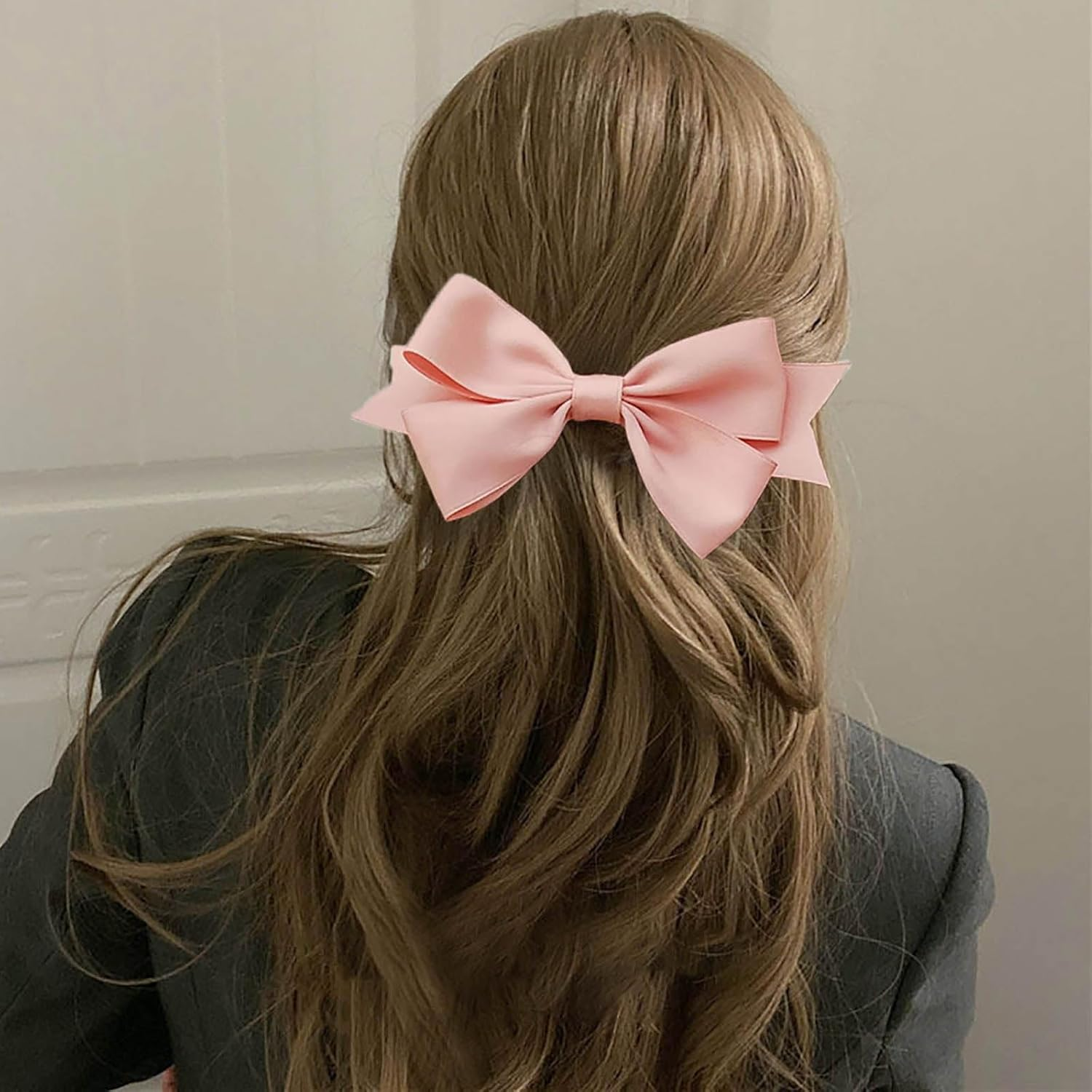 Hair Bows for Women Bow Hair Clips Silky Satin Bow Clips Cute Hair Bow Clips French Hair Band Bow Wedding Bow Hair Bow Barrette Bowknot Hair Accessories Pink Red White image number 3