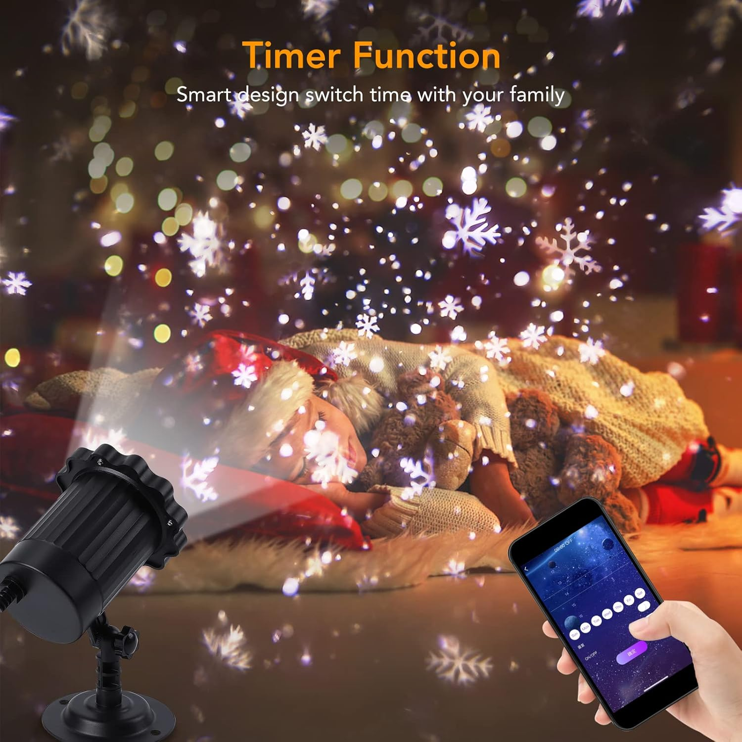 Christmas Snowflake Projector Lights Outdoor,Litake Smart Christmas Snowfall LED Lighting Projector with App,Snowfall Landscape Light, Upgrade IP65 Waterproof Rotating Projection Lamp for Winter image number 6