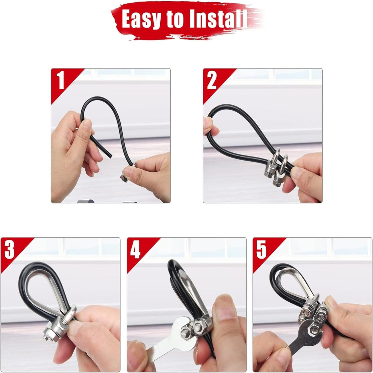 Fitness Pulley Cable, Adjustable Home Gym Cable Pulley System，Replacement Fitness Cable for Pulley Machine Accessories, Thick 5Mm Heavy Duty Pulley Cable for Home Gym - 157Inches/4M image number 2