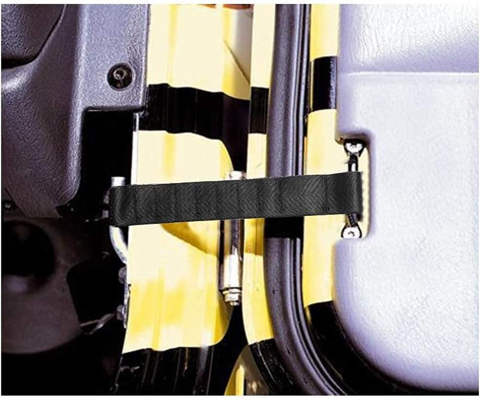 VOFONO Dual Heavy Duty Strong Adjustable Door Limiting Check Strap Perfect for Jeep Wrangler Black Pack of 2 (2Pcs-Black) image number 1