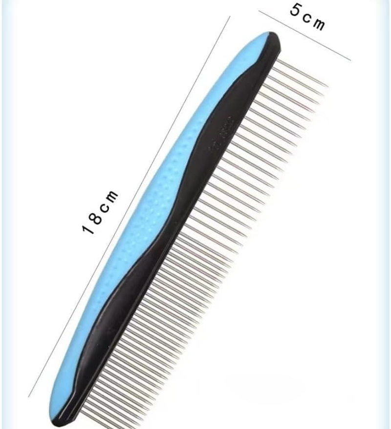 Pet Grooming Combo-Blue Deshedding Brush with Metal Comb for Detangling and Dematting Long, Matted Fur on Cats and Dogs image number 6