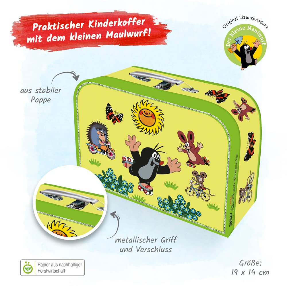 Tr&ouml;tsch the Little Mole Children'S Suitcase Small: Cardboard Suitcase Travel Suitcase Children'S Play Suitcase: Cardboard Case with Metal Handle, Small image number 3