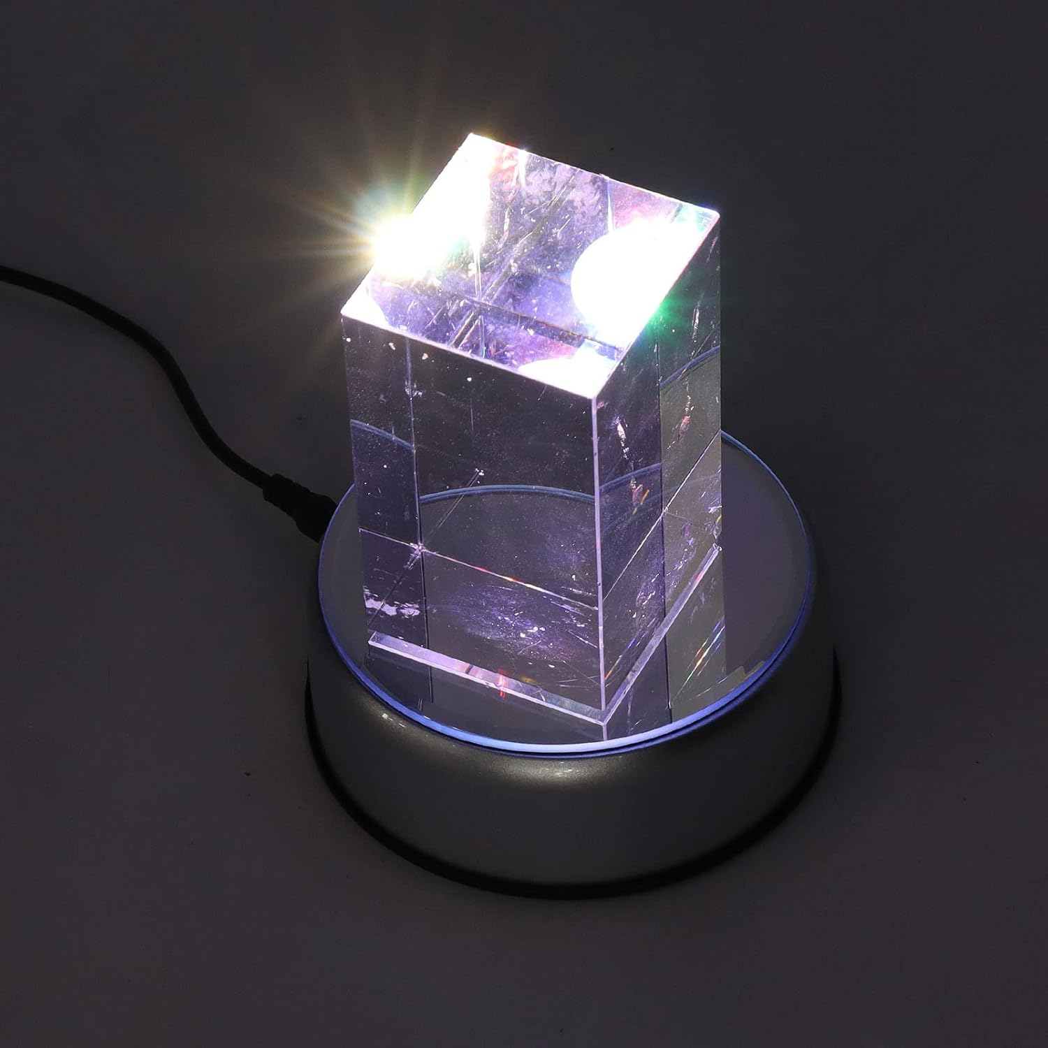 Rotating Display Stand, 360 Degree Light Colorful Crystal Base Cup Turner Platform, Revolving Display Stand, 80 Seconds per Lap, for Glass Art image number 6