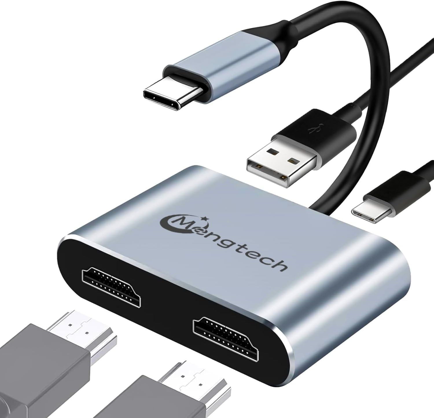 QIQIAZI USB C to Dual HDMI Adapter, 4IN1 USB Type C Hub with 2 Hdmi(4K30Hz)/Usb3.0/Pd Charging, Dual Screen Display USB-C Docking Station for Windows, Macos MST image number 2