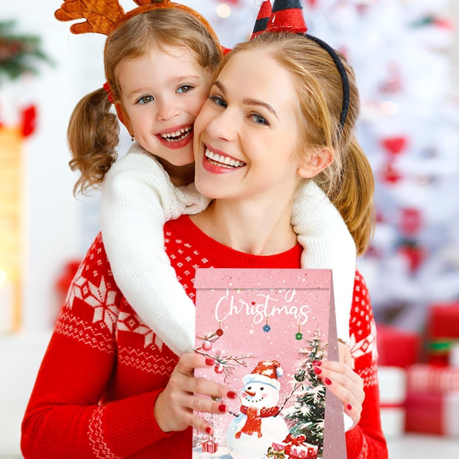 Christmas Treat Bags - 24 PCS Bags with Christmas Stickers,Christmas Bags for Gifts,Christmas Party Favors for Kids, Small Bags Assorted Sizes Baskets Decorations