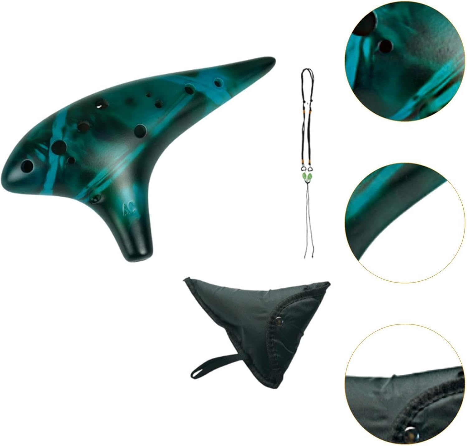 12 Hole Ocarinas Musical Instrument Pure Tone Beautiful Ocarina Instrument for Beginners Gift, Blue image number 4