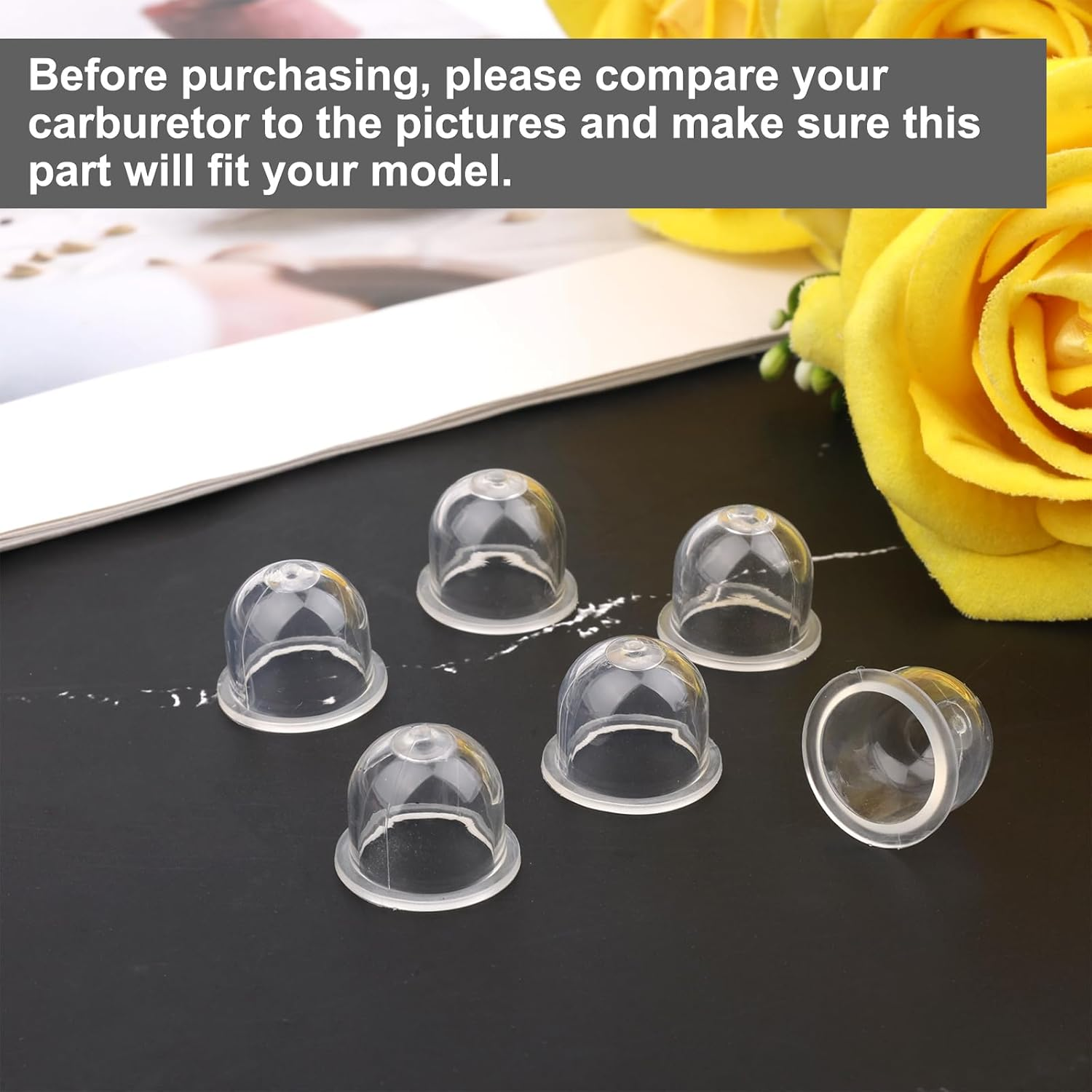 NQEUEPN 6Pcs Primer Bulb Replacements, Fuel Primer Bulb/Ball Compatible with Homelite Ryobi Poulan Craftsman Zama Walbro Carburetor Primer Bulb Pump for Blower Brush Trimmer Cutter Gas