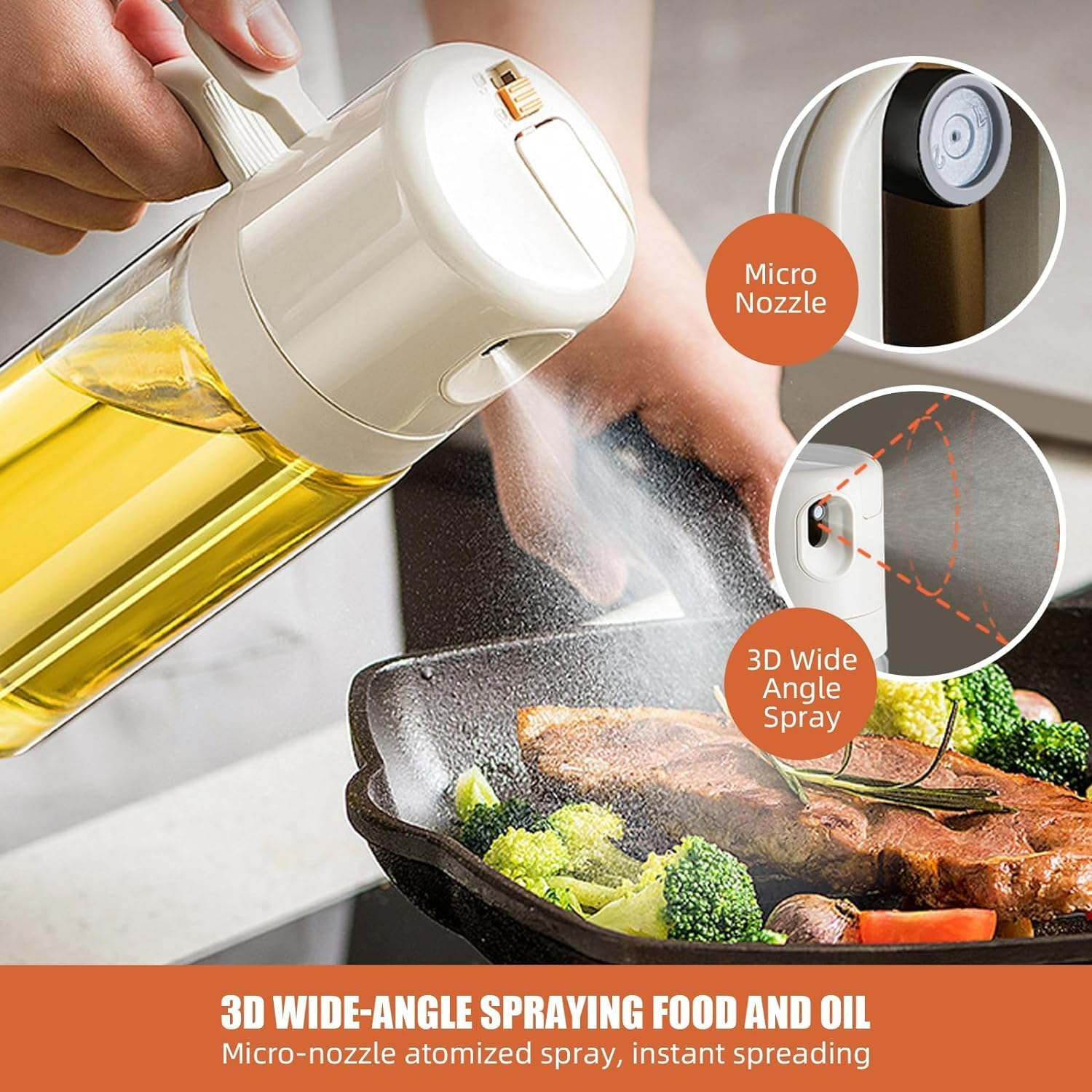 Generic Cooking Oil Dispenser Bottle, 2 In1 Cooking Oil Spray Bottle, Large Capacity Oil Dispenser and Spritzer, Easy to Handle Multifunctional Glass Oil Bottle for Cooking Salad Air Fryer BBQ Baking image number 4