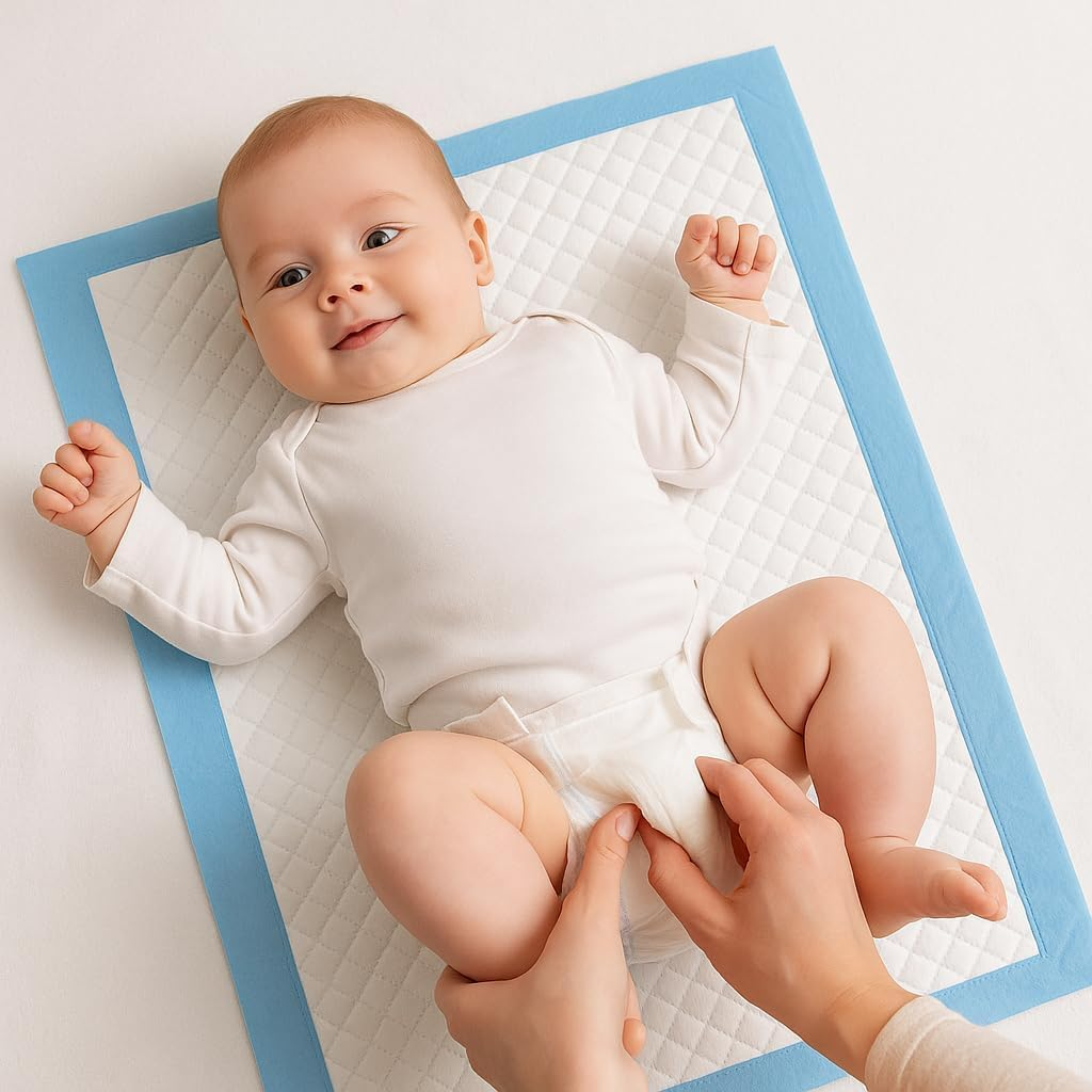 Premium Baby Changing Pads &ndash; Pack of 100 Disposable, Leakproof & Ultra Absorbent Nappy Change Mats | Soft, Hygienic & Travel-Friendly Baby Changing Pad Liners for Crib, Car, 45 * 33CM image number 5