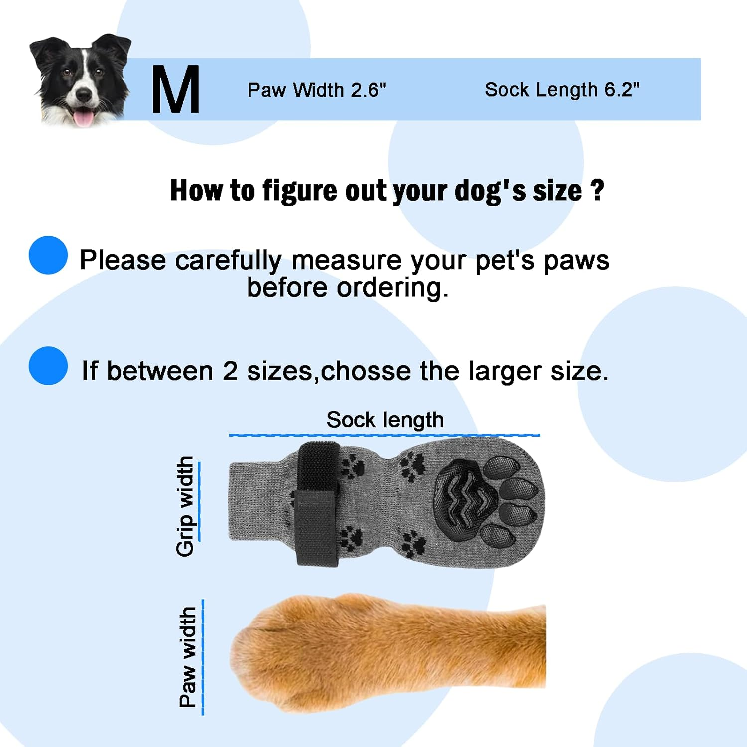 Rylaxzon Non-Slip Dog Socks with Adjustable Straps, Pet Socks, Paw Protectors for Dogs on Hardwood Floors (M) image number 5