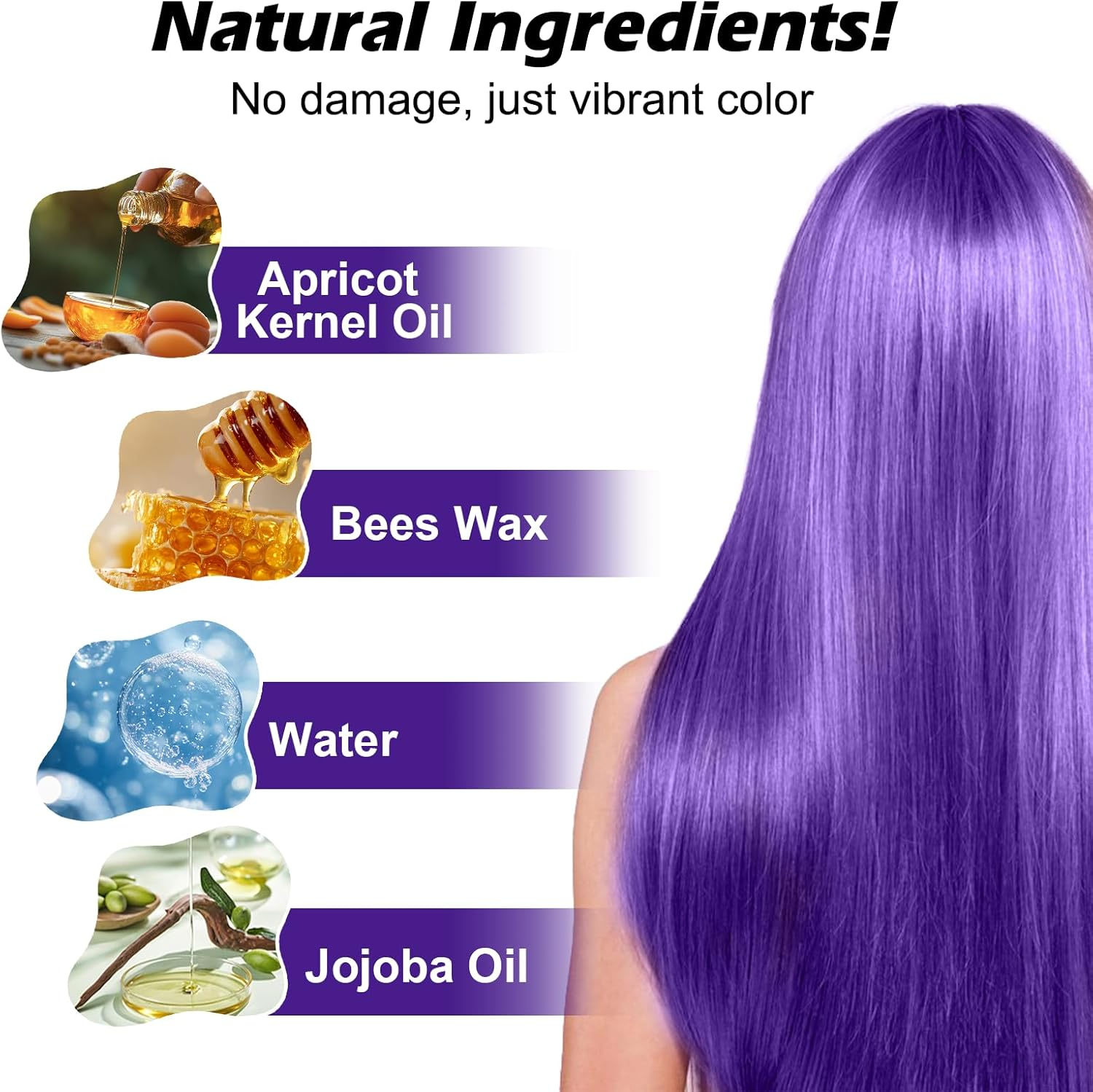 Hair Color Wax, Lonstin Purple Hair Dye Washable Instant Natural Temporary Gel Mud Clay Colour for Men, Women, Teens Cosplay,Party,Masquerade,Halloween image number 3