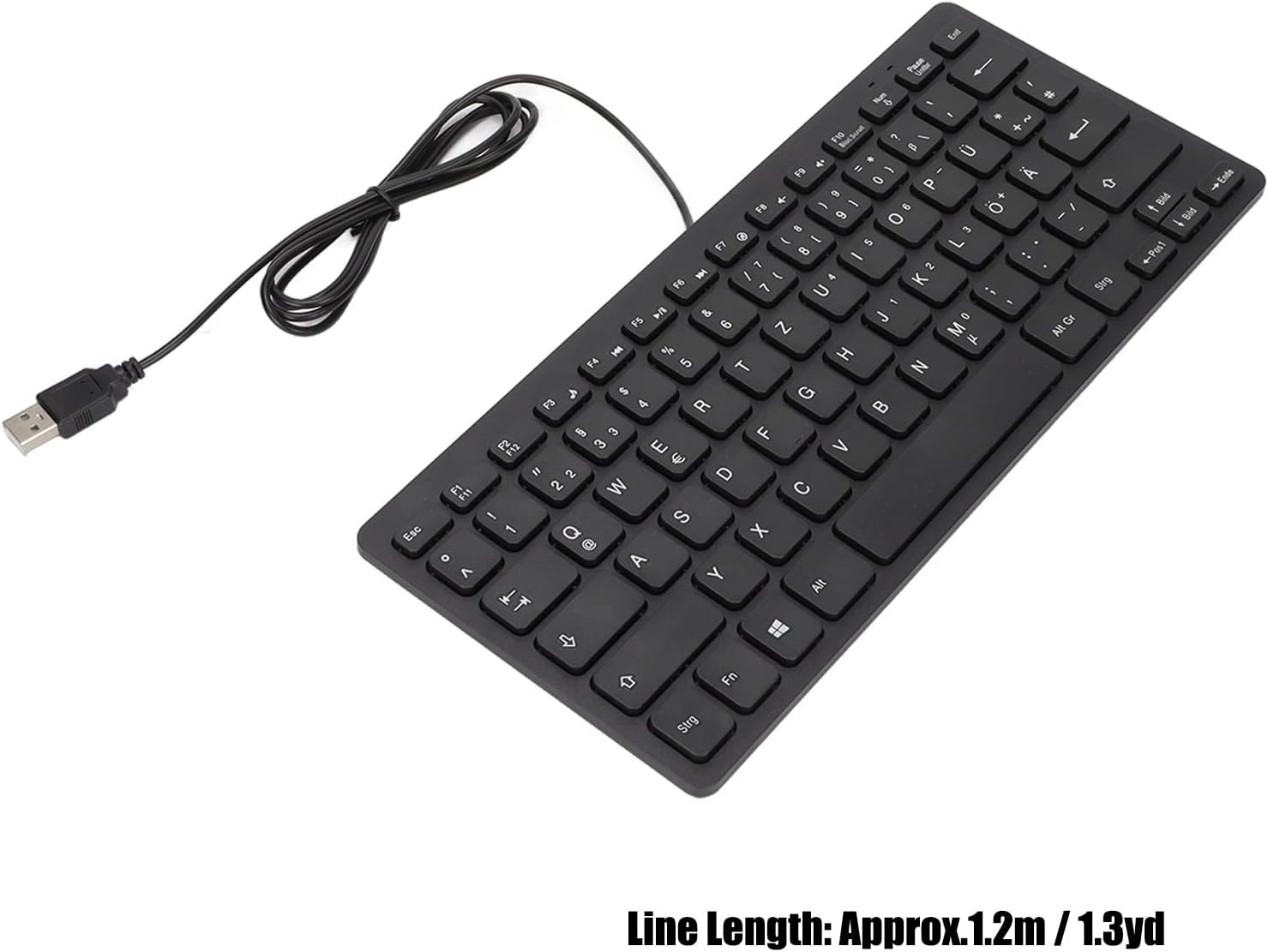 Eosnow Mini Wired Keyboard 78 Keys,Clear and Easy to Read Text Wired Keyboard,Comfortable to Touch USB, with Total of 78 Keys (German) image number 6