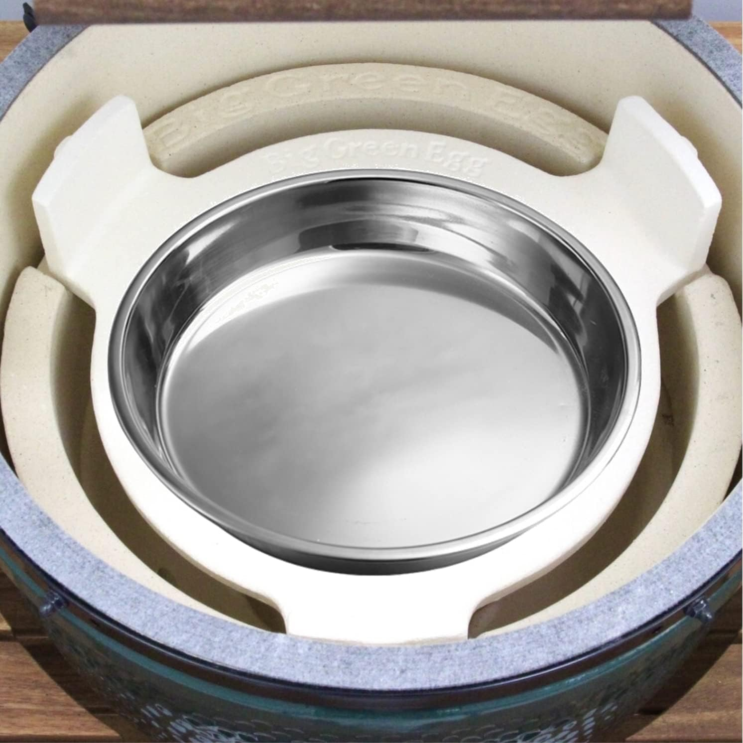 Lxkj Stainless Steel Drip Pan, Perfect for Big Green Egg, Kamado Joe Classic Joe, Acorn & Weber Grills & Smokers, Baking Tray, Salad Plates, 13" Diameter Round, Reusable and Easy to Clean image number 2