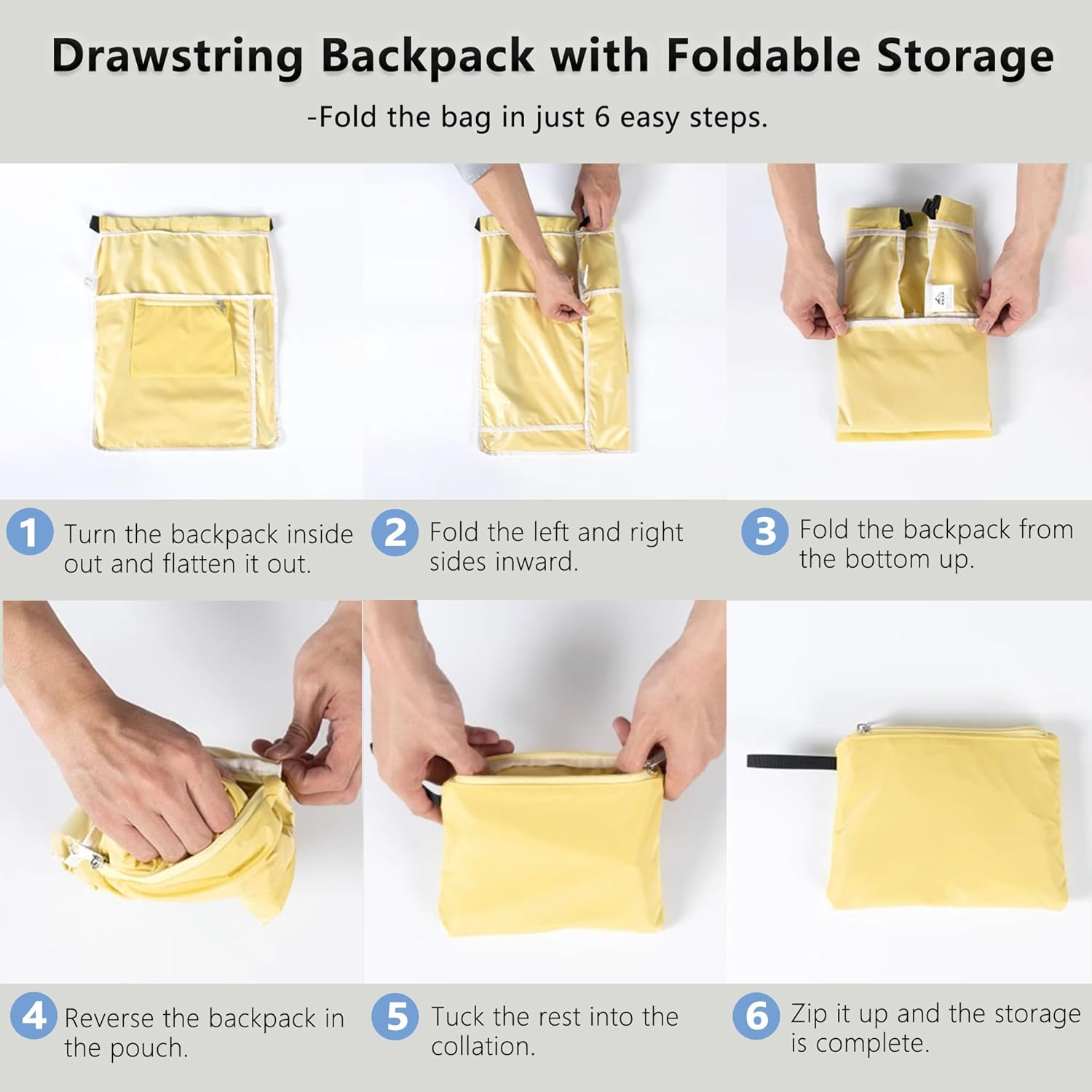 Packable Drawstring Travel Backpack, Hiking Swimming Waterproof Bags image number 6