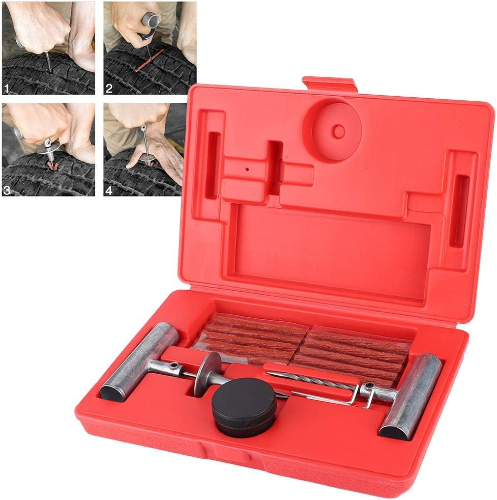 Tire Repair Kit for Tubeless Tires, Tire Plug Kit with Reamer & Insert Tool for Tractors Lawn Mowers Trucks Cars, Portable Puncture Repair Tool for Emergency Use image number 5