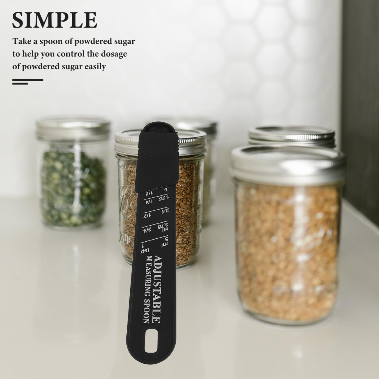 Cabilock Adjustable Measuring Spoon Set 2Pcs Sliding Scale Spoons for Accurate Baking Cooking Measurement of Powders and Liquids Kitchen Tool image number 1