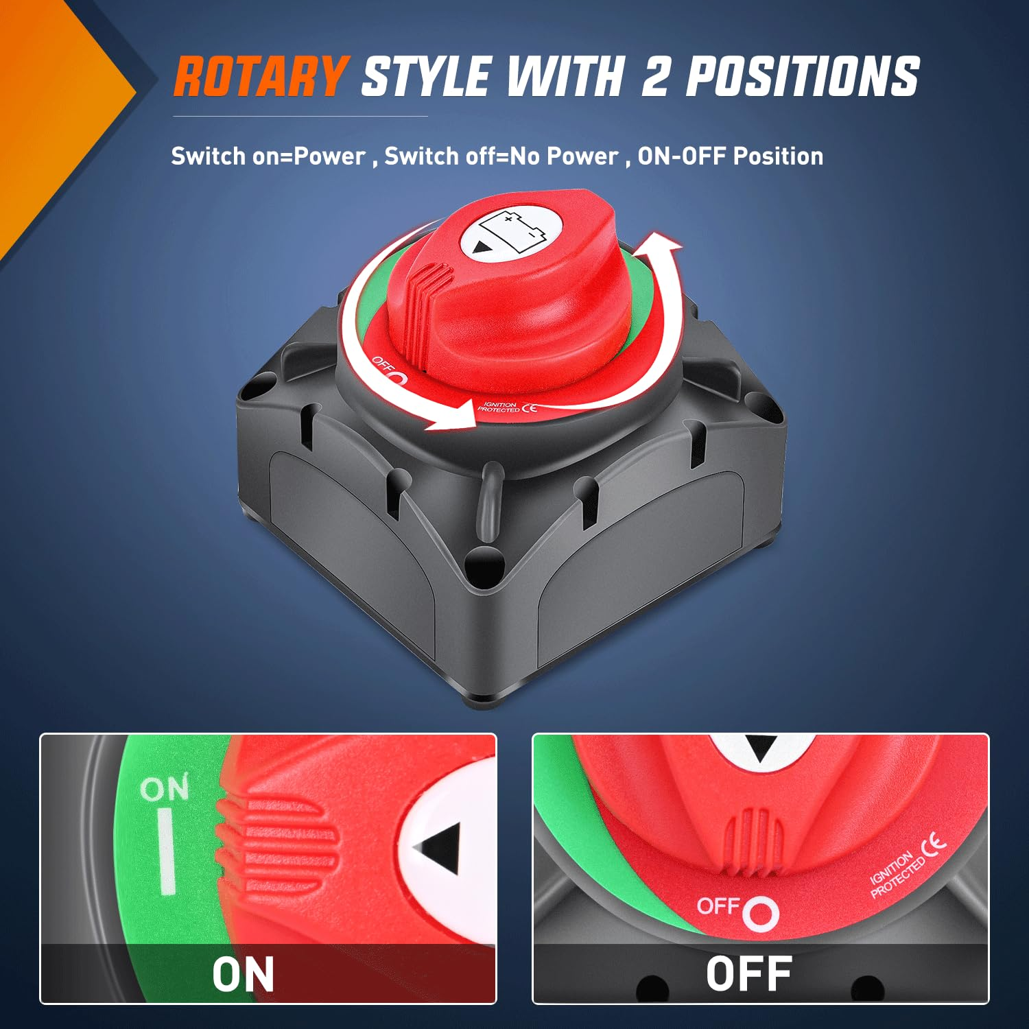 Nilight on off Battery Switch 12V 24V 48V 600A High Current Heavy Duty Battery Power Cut Master Switch Disconnect Isolator for Truck Vehicle Trailer RV Marine Boat Yacht