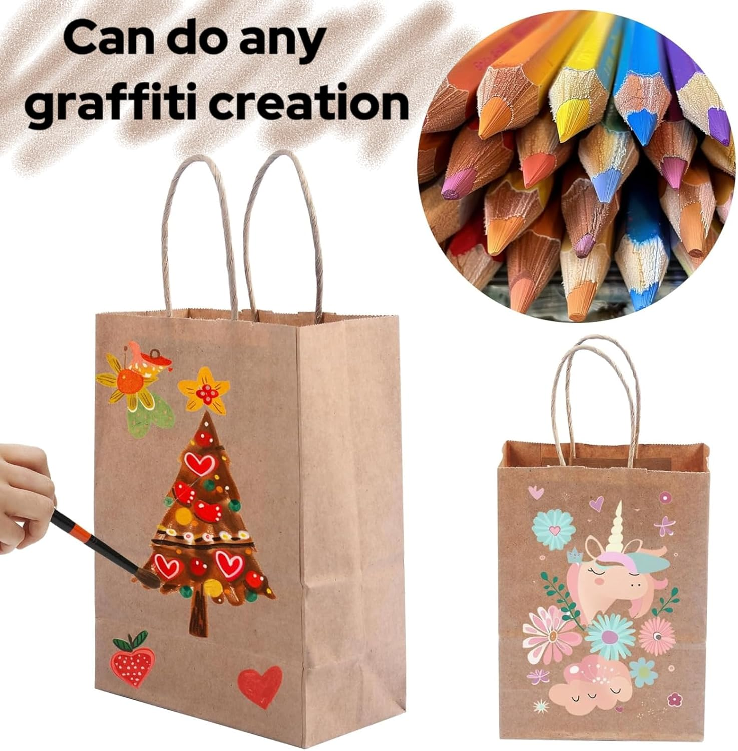 30 Pcs Kraft Paper Bags with Handles, 5.9X3.1X8.3 in Brown Gift Bags, for Business, Retail, Shopping, Party Favor image number 5