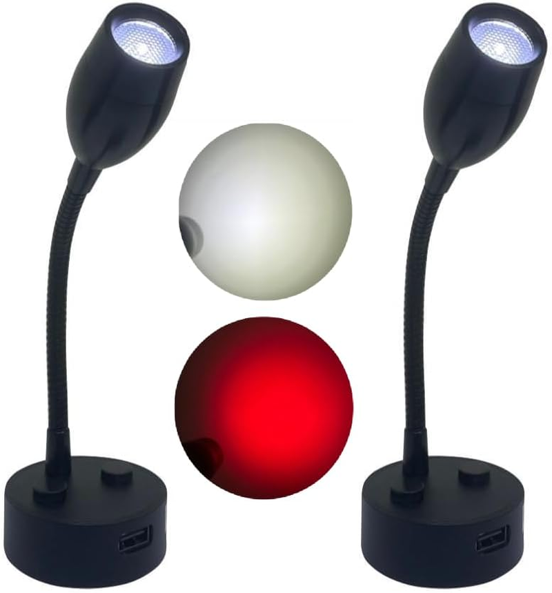 12V RV Reading Light LED Bedside Light Spotlight with 5V/2A USB Charging Port Dual Lighting Mode Touch Dimmable Flexible Gooseneck Wall Lamp for Boat, Motorhome, Camper Caravan Van (2PACK) image number 1