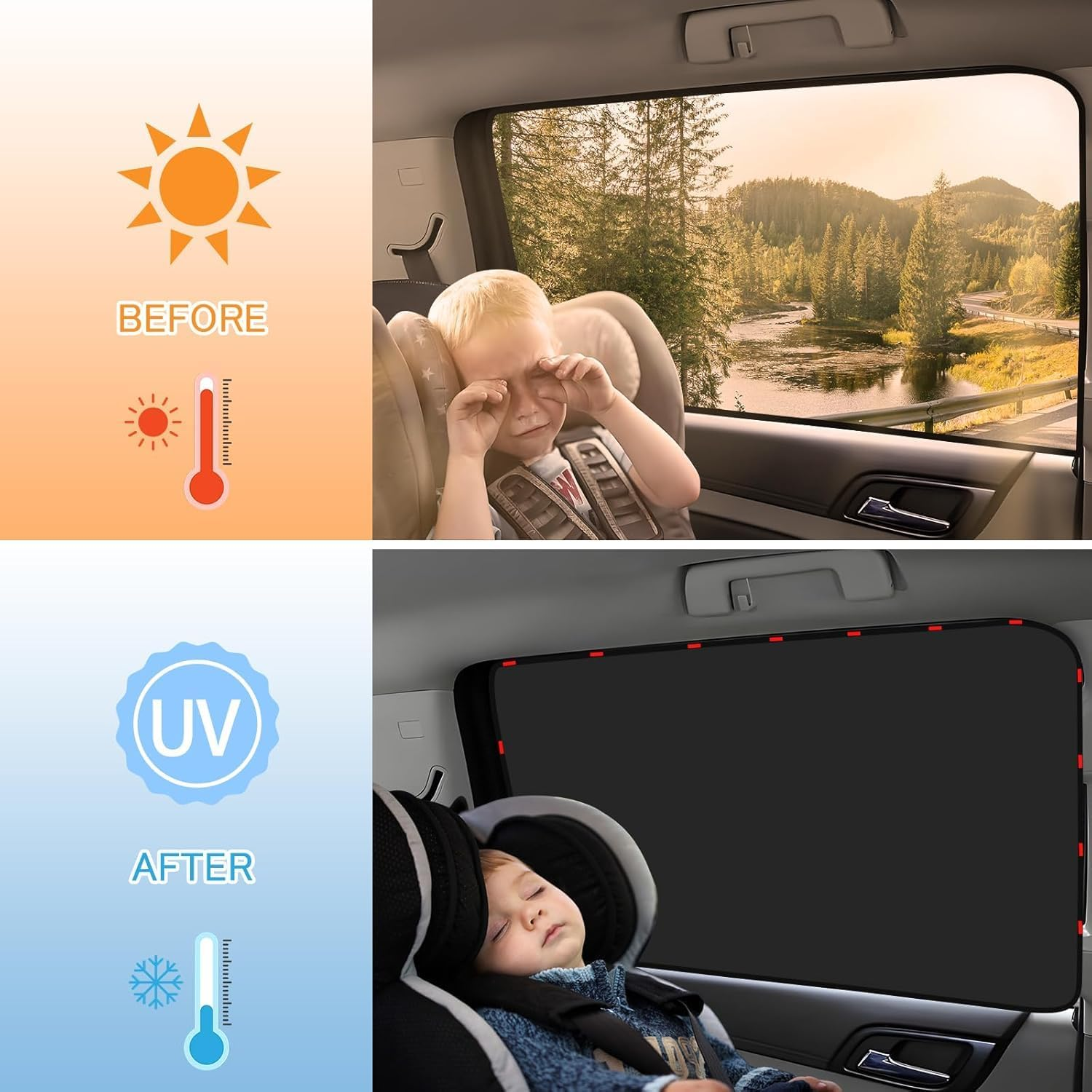 Car Window Blinds, 4 Pcs Car Privacy Curtains, 100% Light Blocking Magnetic Side Window Cover, Keep Cool for Breastfeeding, Napping image number 6