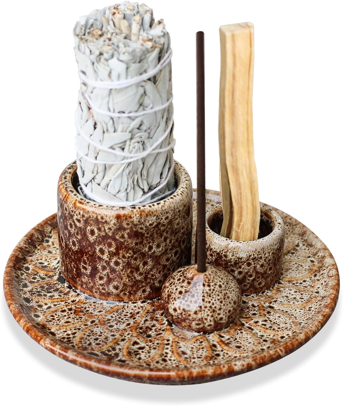 Palo Santo Sticks Holder, Multi-Purpose Handmade Ceramic Incense Burner for Palo Santo Incense Sticks, Sage Holder for Burning, Ash Catcher Tray for Meditation Yoga Room