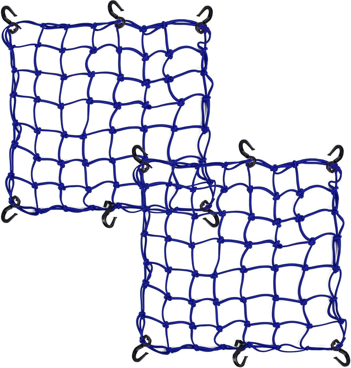 Small Cargo Net 15"X15" Stretches to 30"X30" with Thicken Hooks | Natural Latex Core, Tight 2&rdquo;X2&rdquo; Mesh Heavy Duty Bungee Net for Motorcycle Helmet, Bike, ATV, UTV, Luggage image number 6