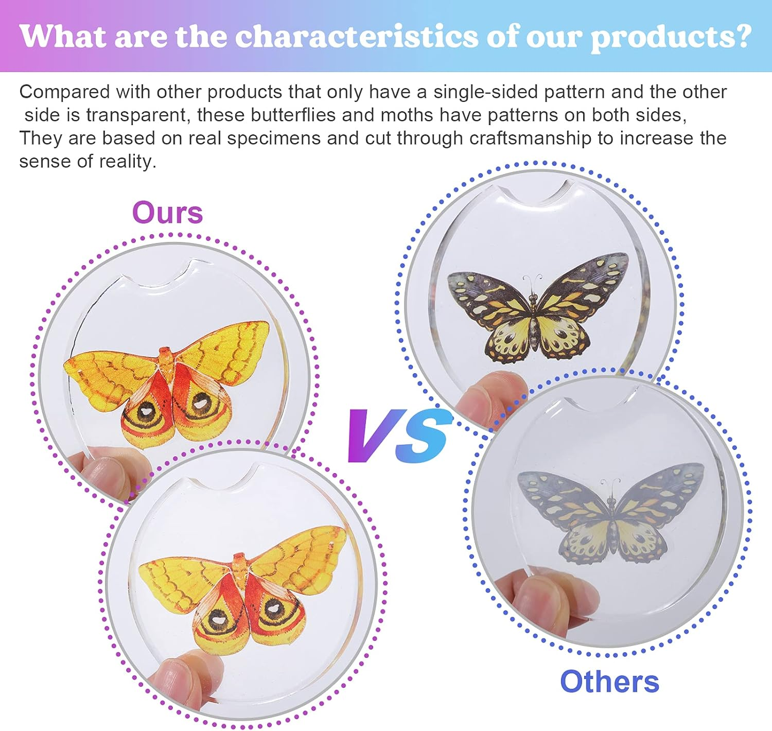 LET'S RESIN Realistic Paper Butterfly Moth,46 Pcs Double-Sided Faux Butterfly,Vintage Floral Decoration,Epoxy Resin Supplies/Accessories for Resin Art,Crafts,Molds image number 5