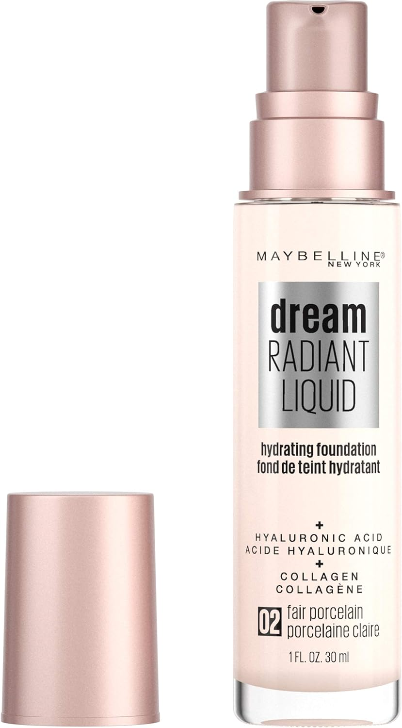 Maybelline New York Dream Radiant Liquid Hydrating Foundation with Hyaluronic Acid - Fair Porcelain 02, Fair Porcelain