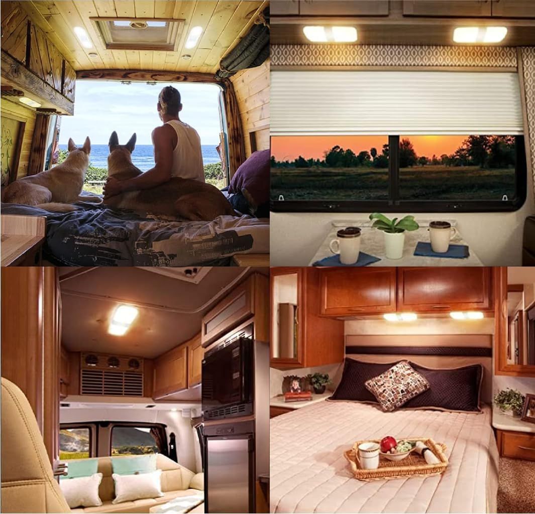 RV Lights Interior,1000 Lumens 3 Color Temp with Touch Dimming 12V LED Ceiling Downlights RV Interior Light Camper Light,For Caravan Camper Travel Trailer Sailboat Yacht Boat (2Pack) image number 4
