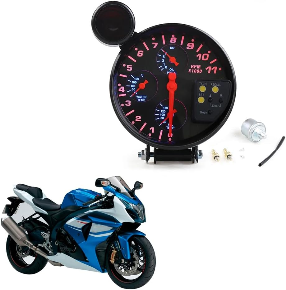 Domary 5Inch Car Tachometer Oil Temperature Gague Oil Pressure Meter image number 3