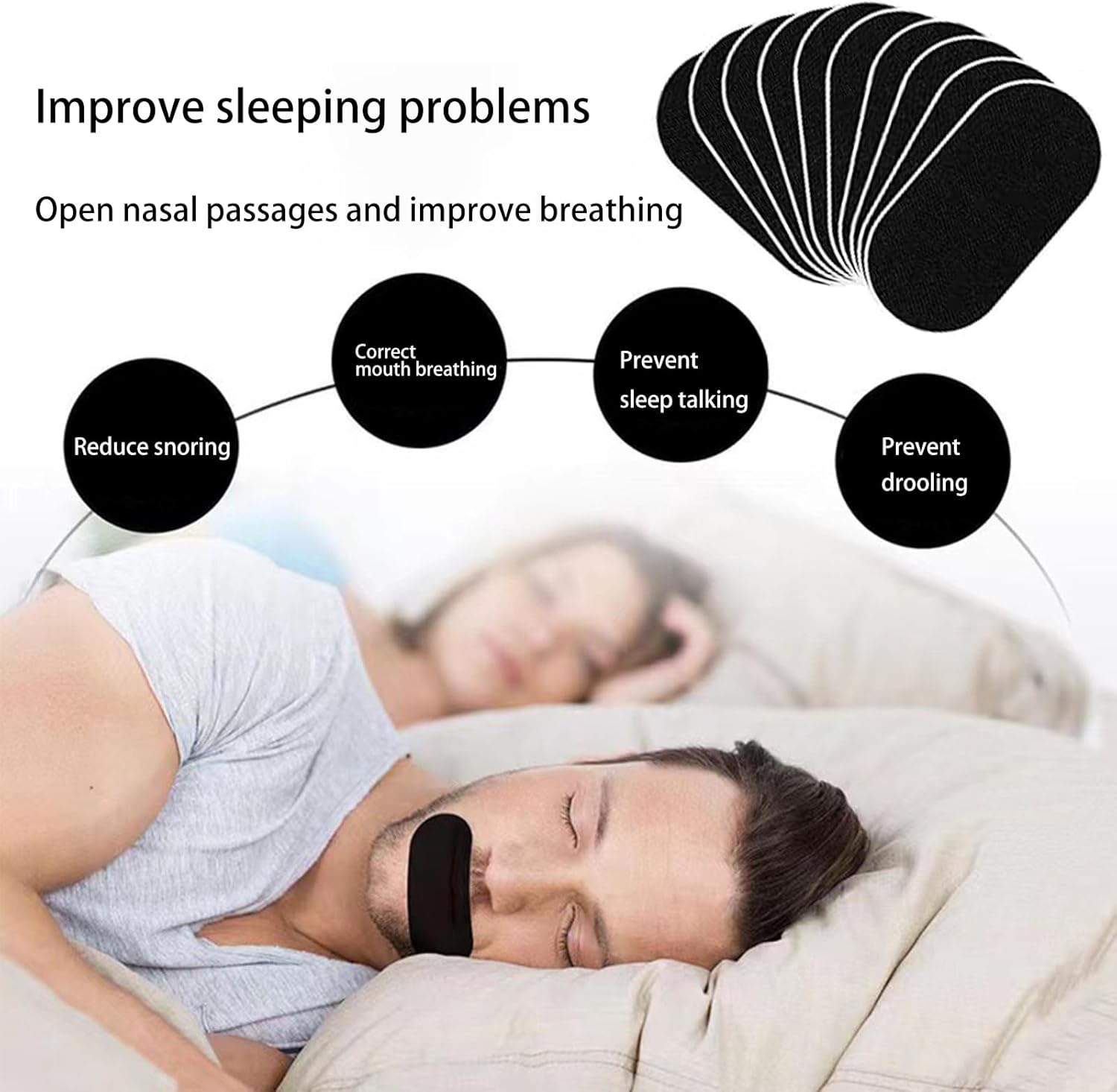 Mouth Tape for Sleeping, 30 Pieces, Snoring Aids for Men Women, Helps Stop Snoring and Develops Nasal Breathing Habits, Mouth Strips for Sleeping, Reduce Snoring, Improve Sleep Quality image number 3