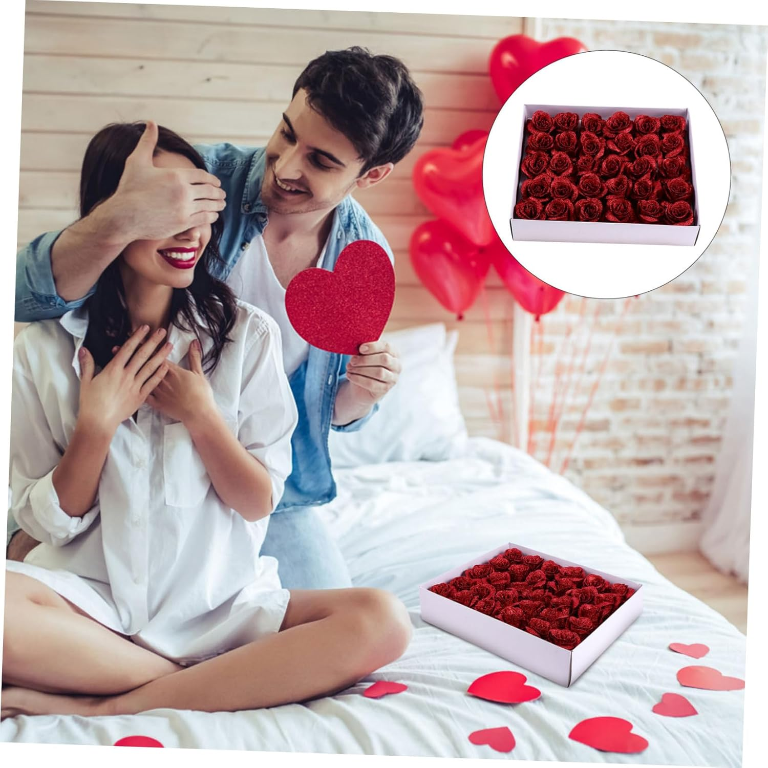 Abaodam 30Pcs Red Rose Petal Soap Wedding Soap Flowers Fake Rose Petals for Hand Washing Relaxing Bath Soak image number 5