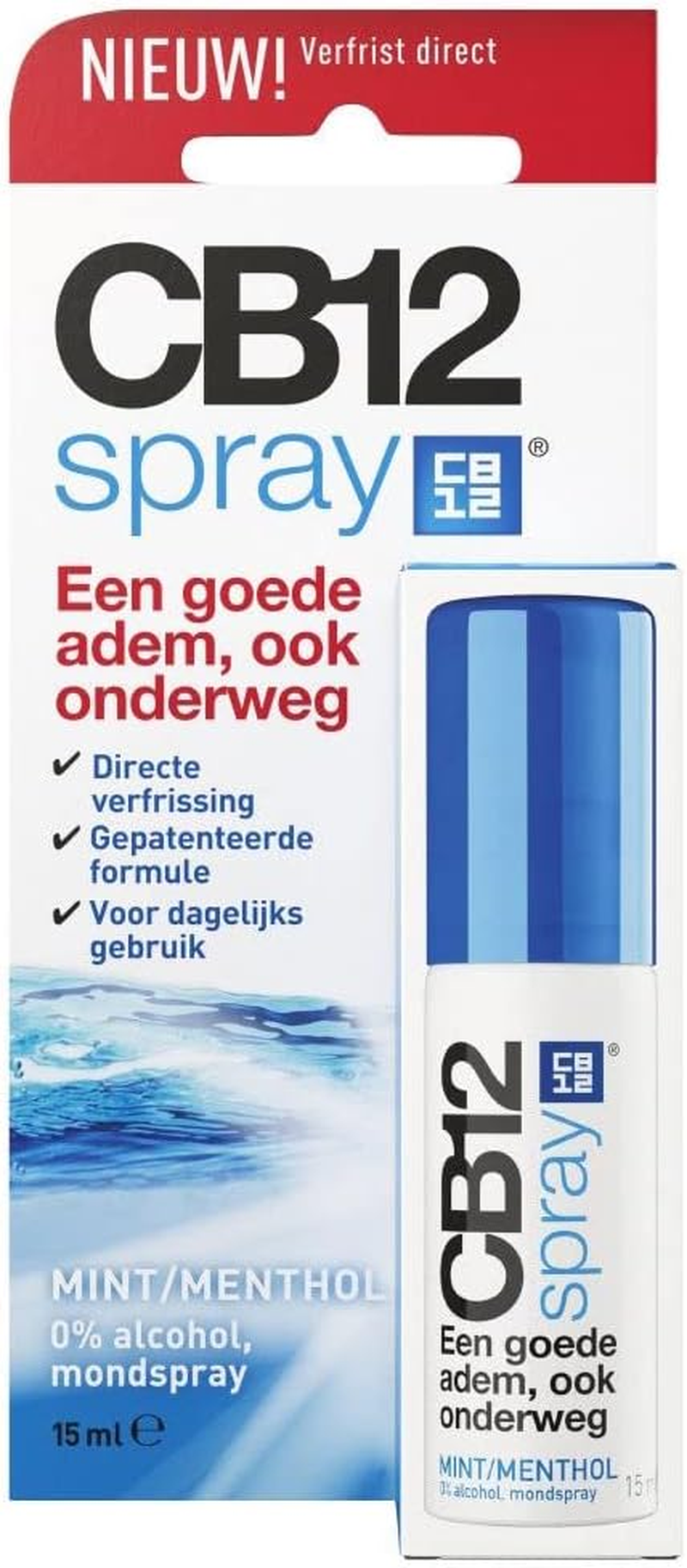 CB12 Oral Spray - Instant Freshness on the Go, Reduces the Cause of Bad Breath with Zinc Acetate, Mint Flavour - 15 Ml
