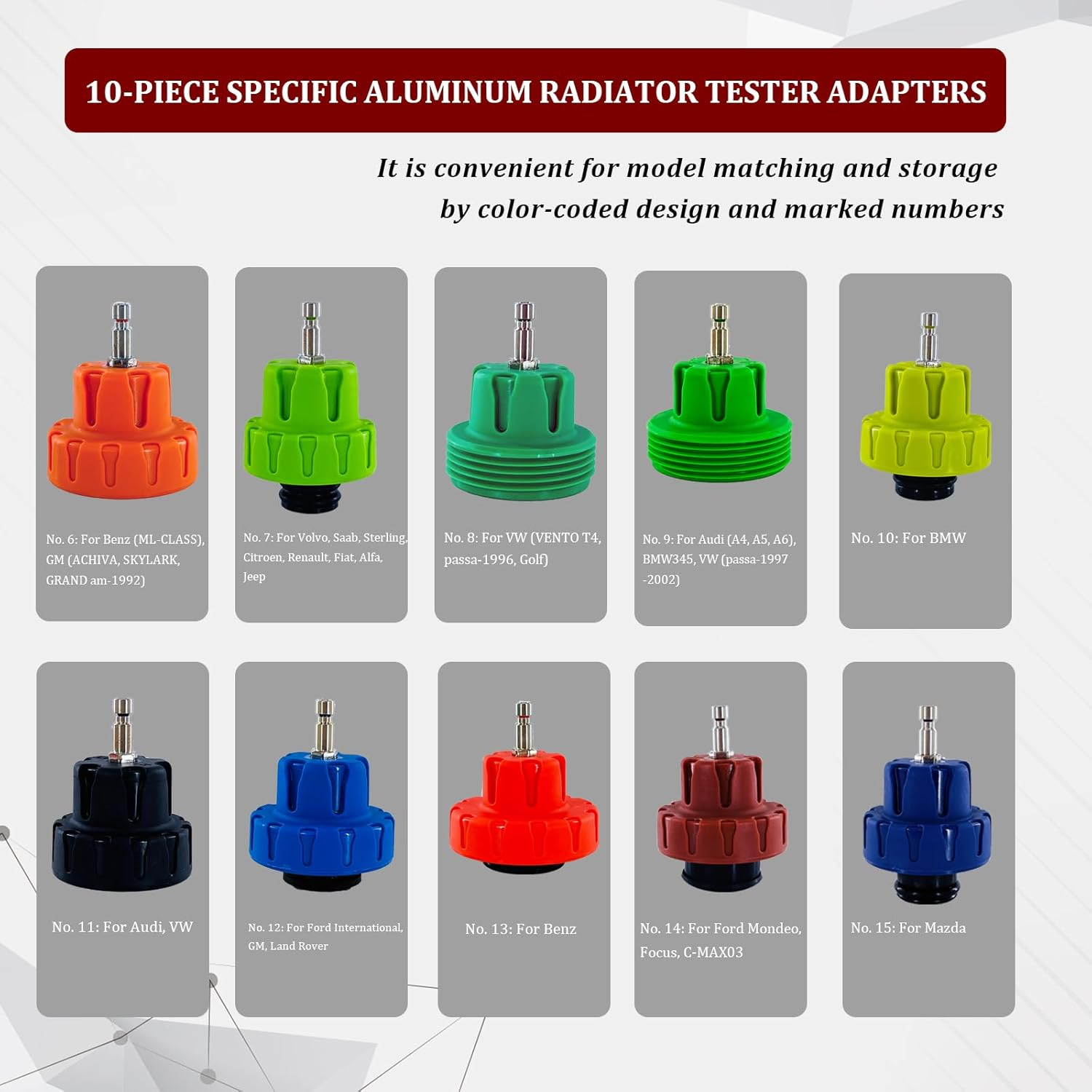 PB Motor Tech 18PCS Radiator Pressure Tester Kit, Automotive Cooling System Leak Detection Tool for Water Tanks image number 5