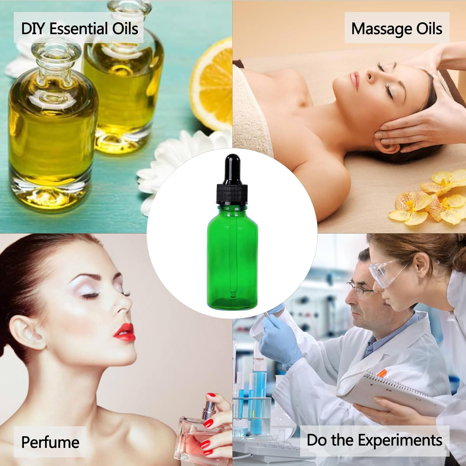 Easeen 48 Pack 1Oz Glass Dropper Bottles, Green Eye Dropper Bottles with Glass Droppers for Essential Oils, Perfumes (30Ml, Green)