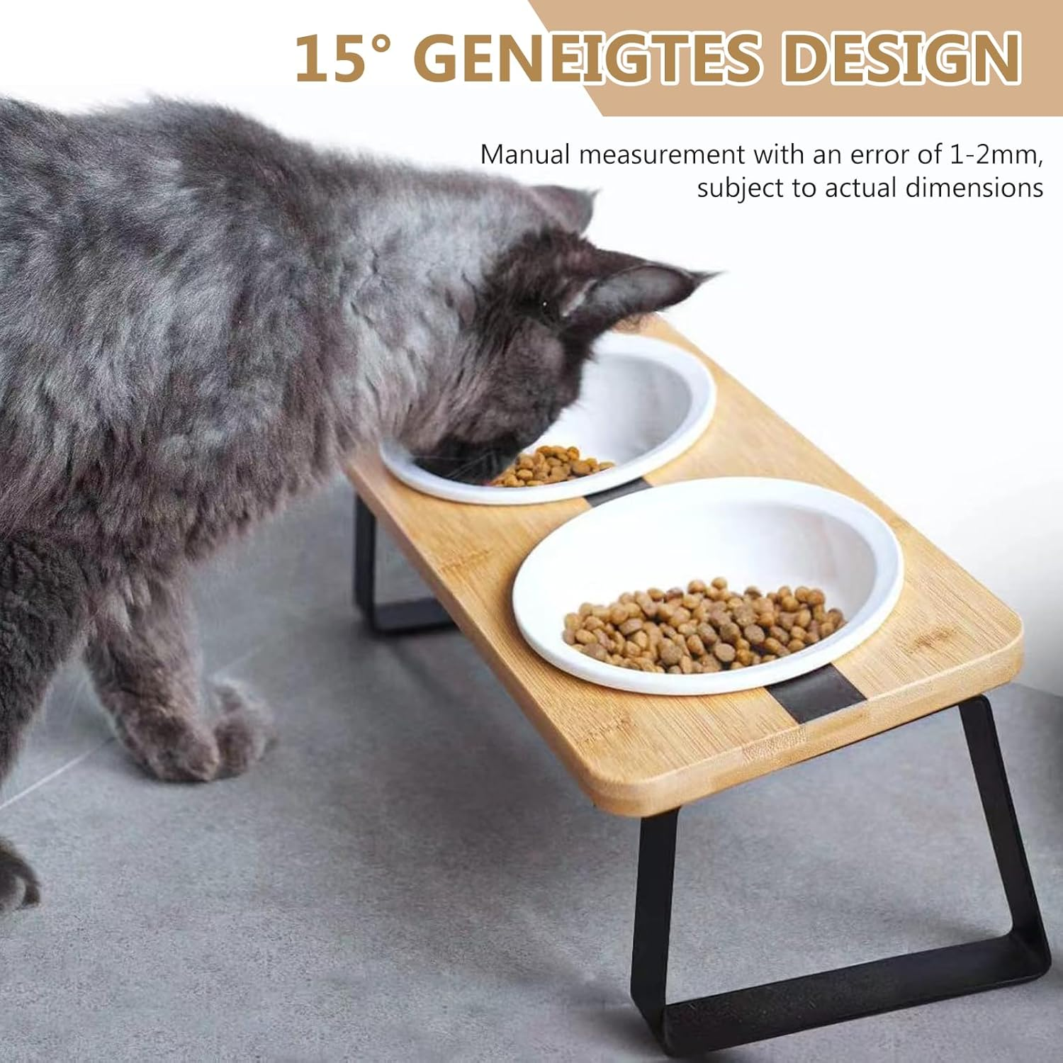 SUNOYA Raised Cat Bowl, Cat Feeding Station, 15&deg; Tilted Feeding Station, Feeding Bowl and Water Bowl for Cats and Small Dogs image number 3