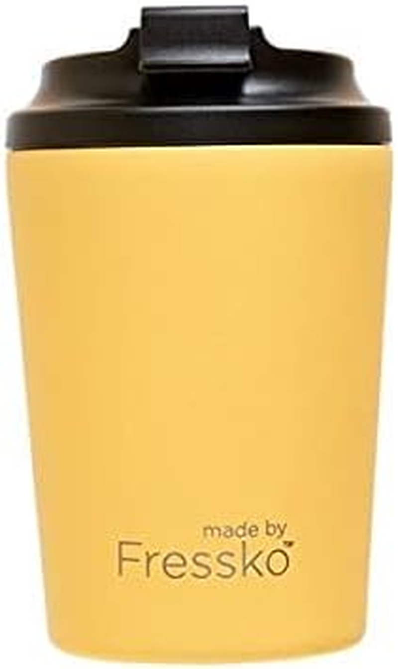 Made by Fressko Reusable Coffee Cup - Stainless Steel Insulated Mug - Leak Proof Travel Cup for Hot/Cold Drinks - 3 Hr Heat Retention - Fits Car Holders & Coffee Machines - Canary - 8Oz 227Ml image number 3