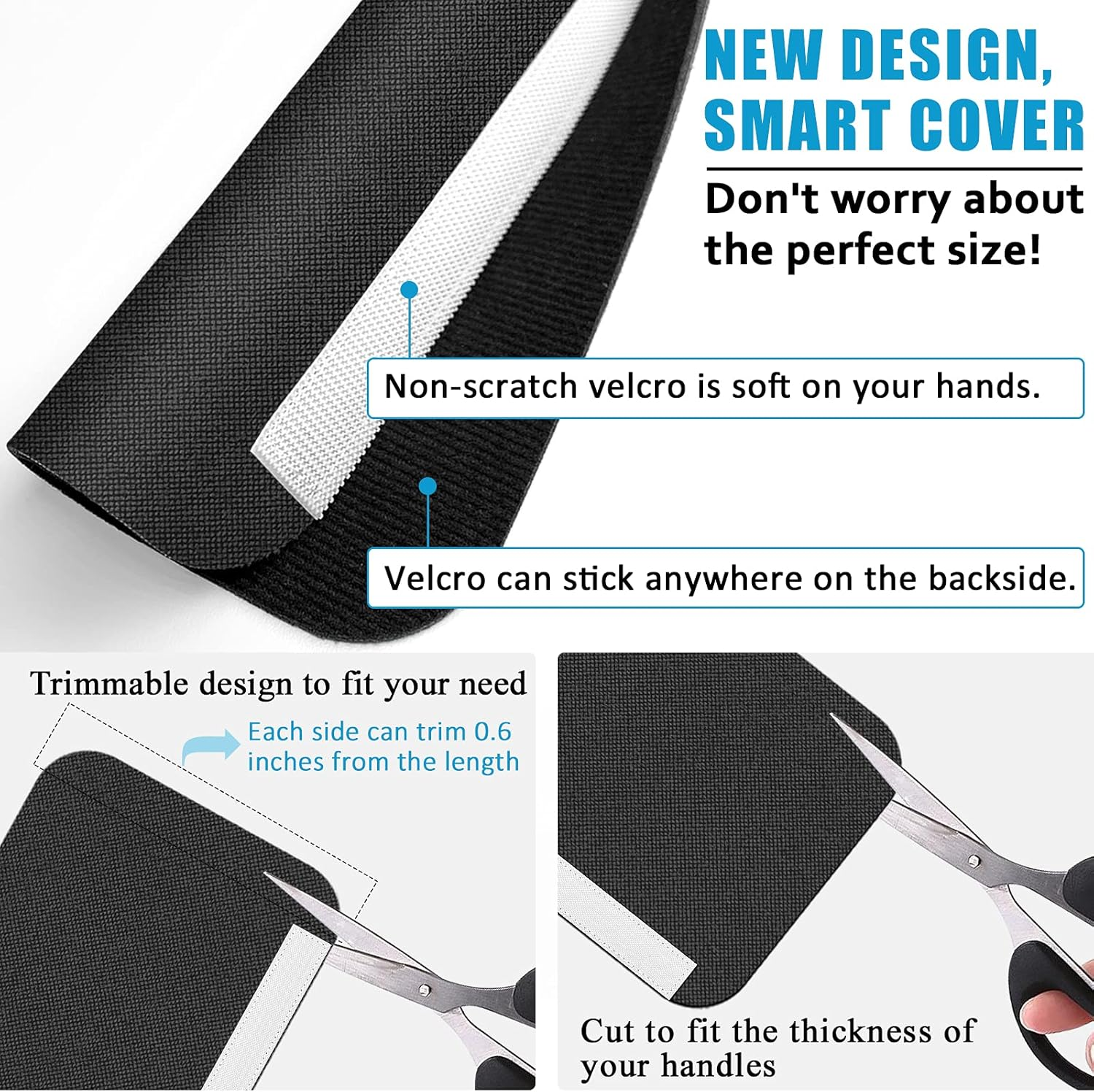 Refrigerator Door Handle Covers, Set of 6, Trimmable, Washable, Appliance Handle Covers, Fridge Door Handle Protector, Get Rid of Dirty Handprints, Timesaver, Kitchen Decor Accessories (Black) - Black image number 4