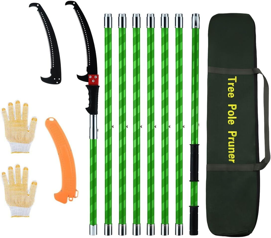 AUSWAY Manual Pole Saw Tree Pruner Extendable Pruning High Branch Trimmer Cutter 8M Trimming Long Handsaw Sharp Steel Blades Shearing Fibreglass Rods Tools image number 5