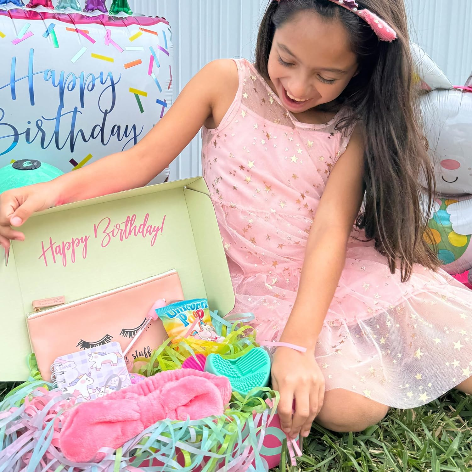 Birthday Gift Box for Teen Girls, Spa Gift Set, Gift for Girls, Teen Girl Gift Box- Set of 8 Unique Presents Hair Band, Cosmetic Bag, Makeup Brush Cleaning, Bath Bomb for Girls 9-15 Teens image number 6