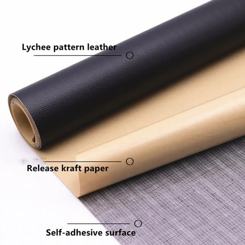 40X137Cm Leather Repair Patch Self-Adhesive for Couch, Sofa, Car Seat, Furniture, and Jacket &ndash; Large Leather Patch for Quick Fixes &ndash; Available in Black, Brown, Dark Brown, and Wine Red (Black)