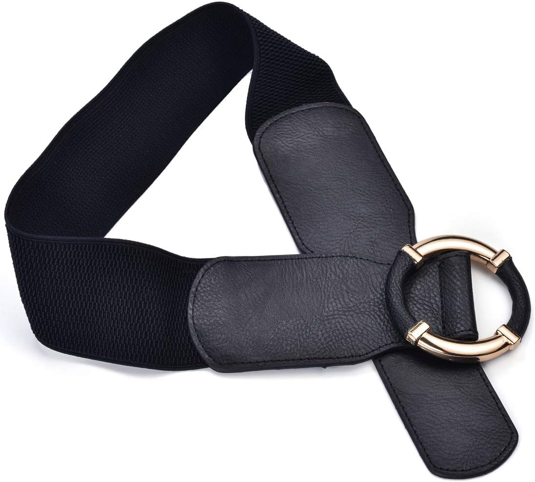 Beltox Women Elastic Belt Dress Stretchy Wide Waist Vintage Thick Cinch PU Leather &hellip; image number 5