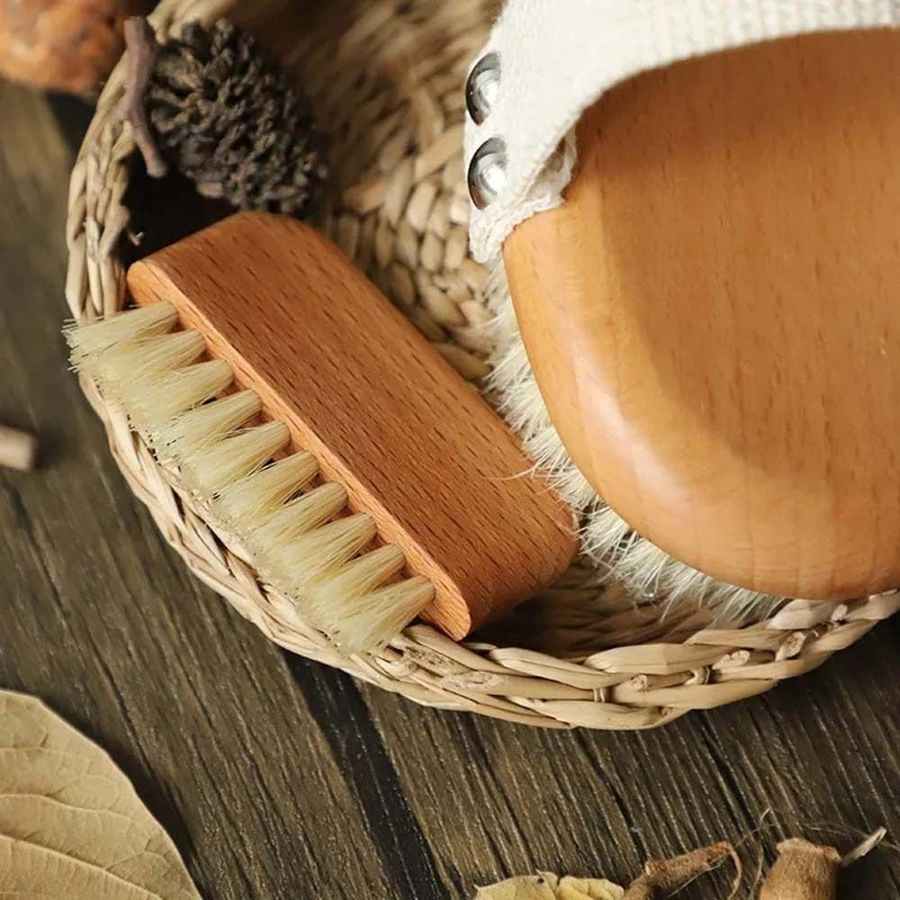 Wooden Nail Brush, Natural Beech Wood Bristle Nail Brush Non-Slip Fingernail Hand Scrub Brush Nails and Toes Cleaning Tools Accessories image number 6