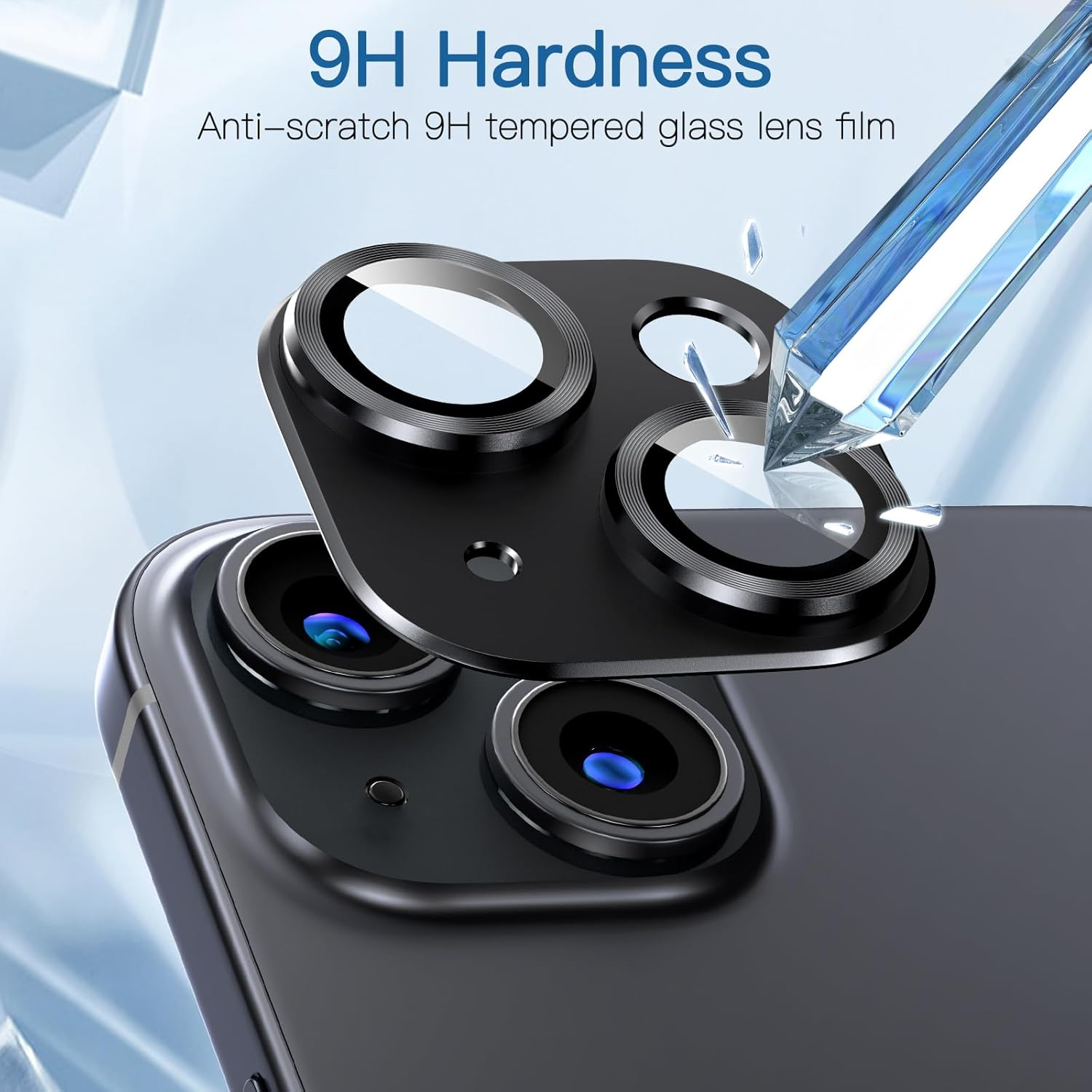 Giftorld [2 Pack Camera Lens Protector for Iphone 15/15 Plus, 9H Tempered Glass,Aviation Aluminum Plate Cover,Night Circle,Hd Clarity,Case Friendly,Easy Installation-Black image number 6