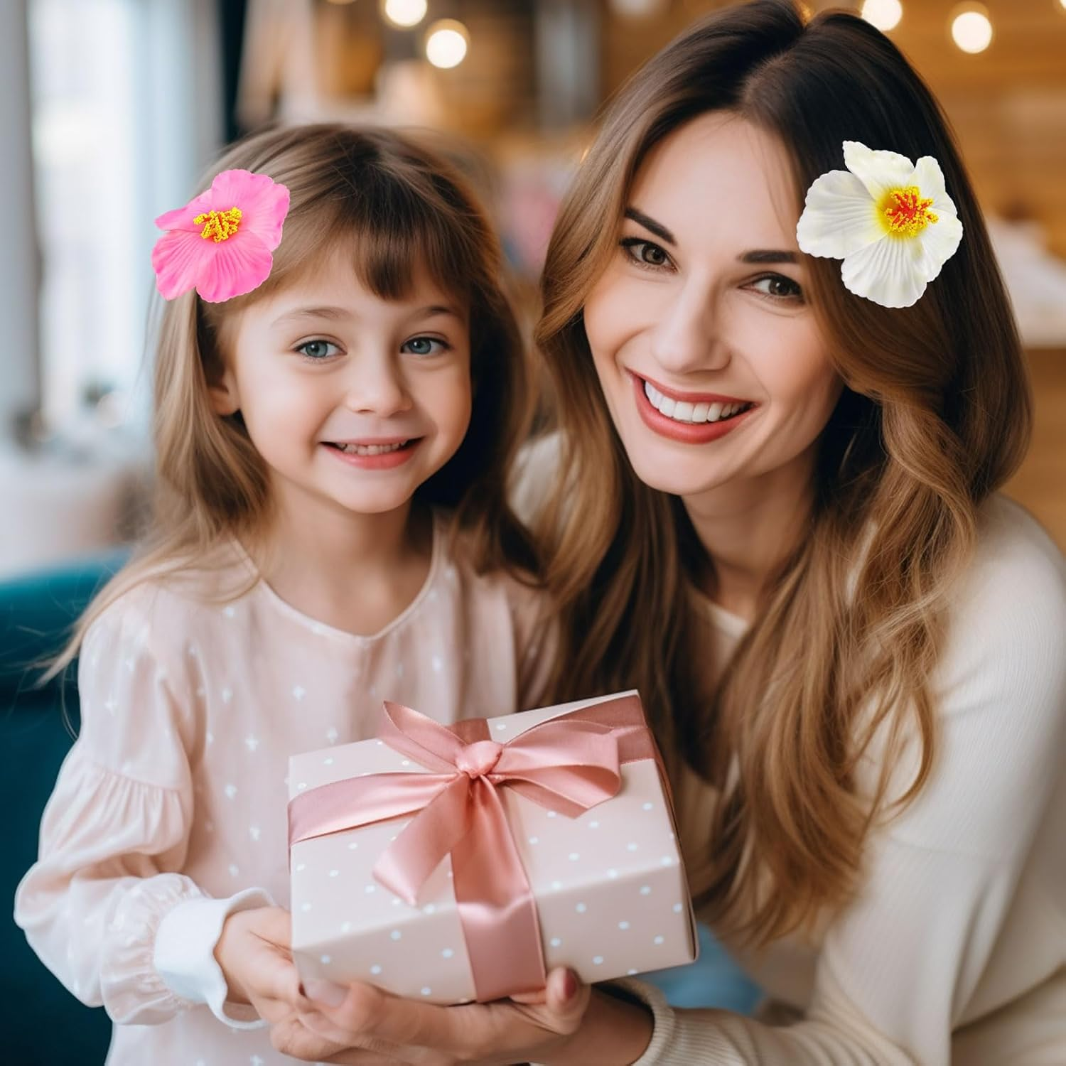 FUIPVGI Pack of 9 Flower Hair Clips, Hawaiian Flower Hair Clips, Flower Hair Clips Girls, Plumeria Hibiscus Hair Clip, Bohemian Tropical Flower Hairpin for Wedding, Holiday, Beach Party image number 6