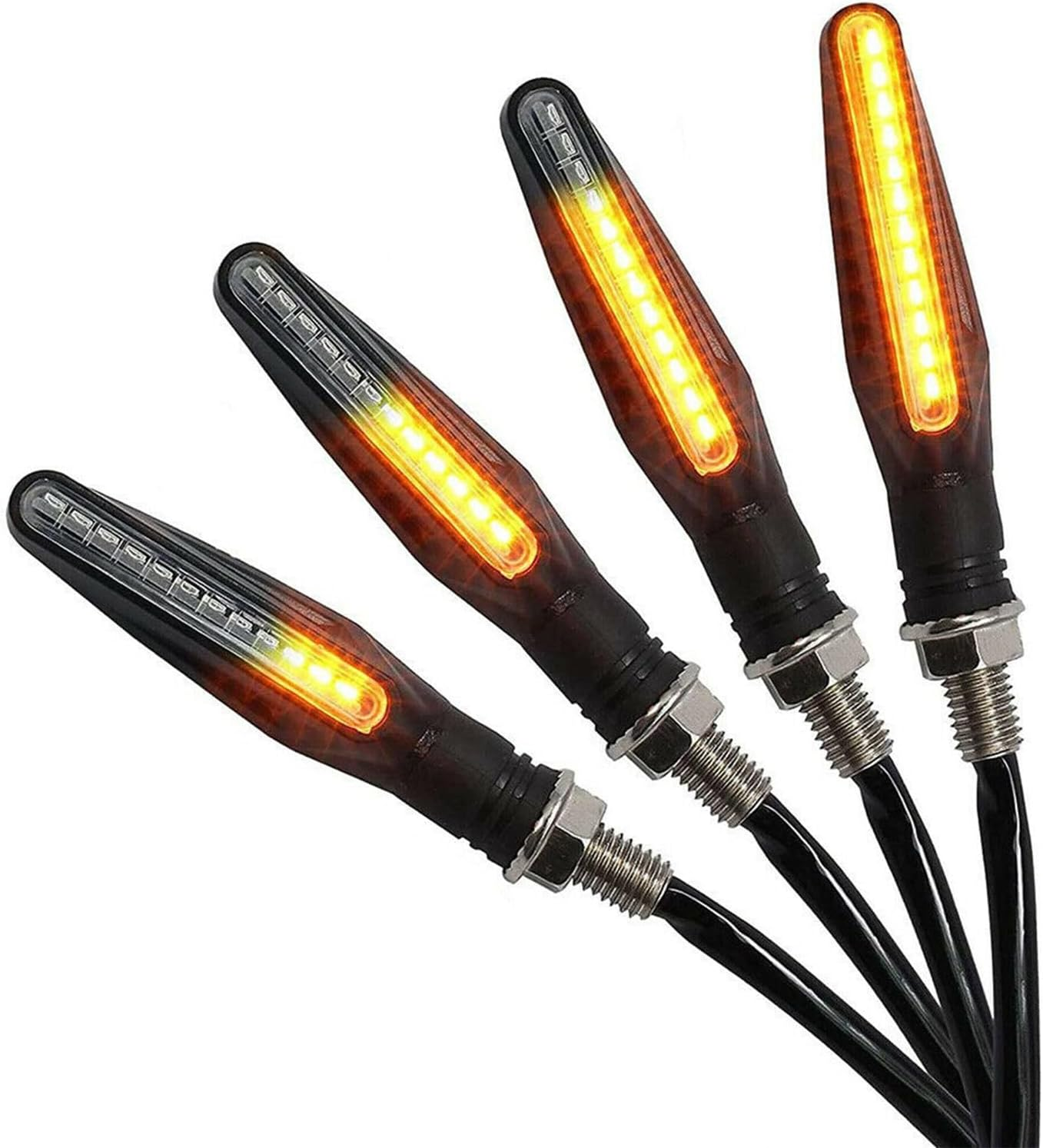 4PCS Motorcycle LED Turn Signal Flowing Water Light Amber Blinker Lamp image number 1