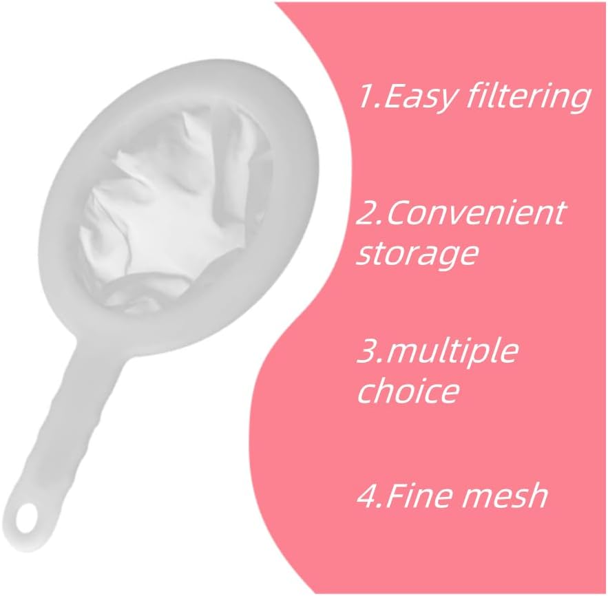 GYWHOOFT Food Filter Strainer, 3 Pcs Fine Mesh Strainers Nylon Sieves 100/200/400Mesh Kitchen Colanders with Handles Ideal for Filtering Coffee, Juice, Oils, Soy Milk